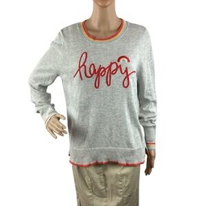 Time and Tru Happy Rainbow Pullover Sweater Gray Size L